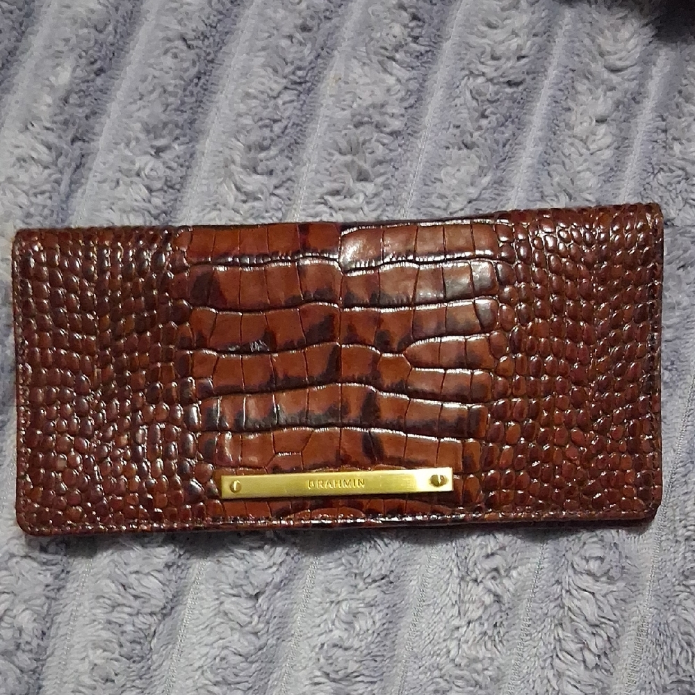 Brahmin Rich Brown Embossed Clutch
